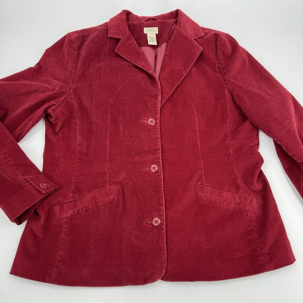 Vintage 90s L.L. Bean Womens 18 Corduroy Three Button Blazer Chino Jacket Grunge